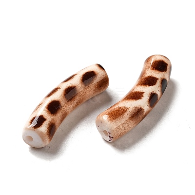 Spray Painted Leopard Print Opaque Acrylic Beads X-OACR-L013-036-1