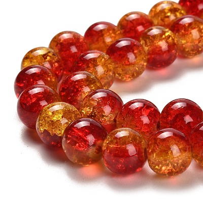Spray Painted Crackle Glass Beads Strands CCG-Q002-10mm-10-1
