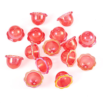 30Pcs UV Plating Acrylic Bead Caps PACR-TA0001-17G-1