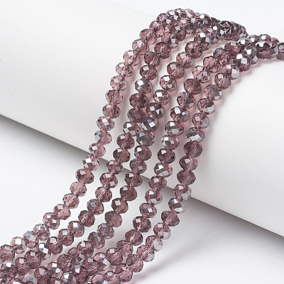 Electroplate Transparent Glass Beads Strands EGLA-A034-T6mm-E05-1