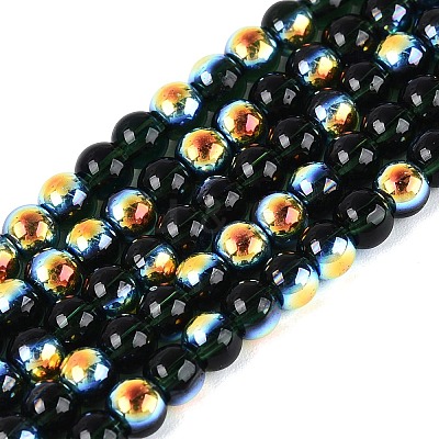 Electroplate Transparent Glass Beads Strands EGLA-Q132-4MM-A14-1