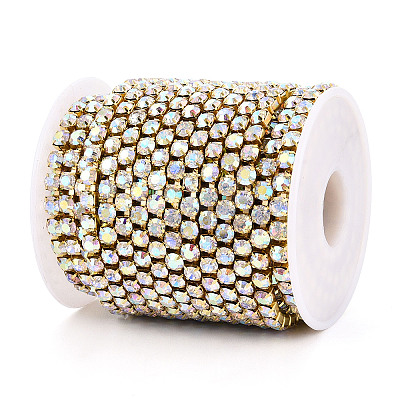 Brass Rhinestone Strass Chains CHC-T001-SS24-02G-1