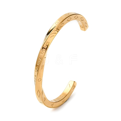 Always In My Heart 304 Stainless Steel Cuff Bangles for Women BJEW-D361-01G-1
