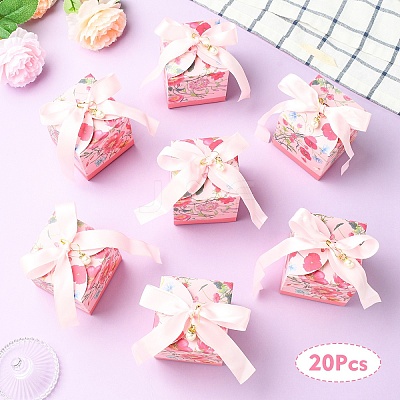 20Pcs Floral Printed Cardboard Gift Boxes CON-YW0001-93A-1