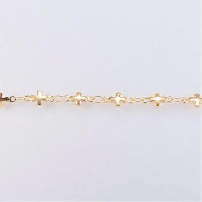 Handmade Ion Plating(IP) 304 Stainless Steel Bar Link Chains STAS-G038-24G-1