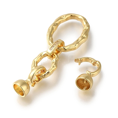 Brass Micro Pave Clear Cubic Zirconia Fold Over Clasps LS-KK-H480-26G-1