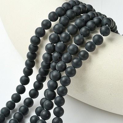 Dyed & Heated Natural Black Agate Beads Strands X-G-P088-14-6mm-1