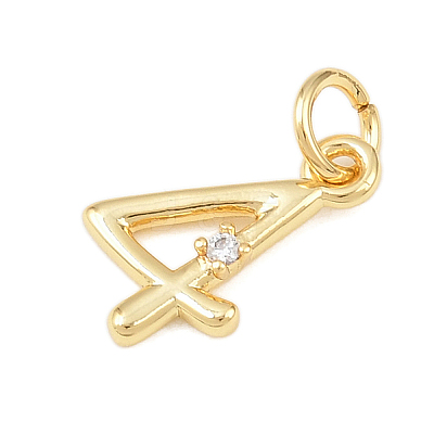 Brass Micro Pave Clear Cubic Zirconia Charms KK-P339-27G-04-1