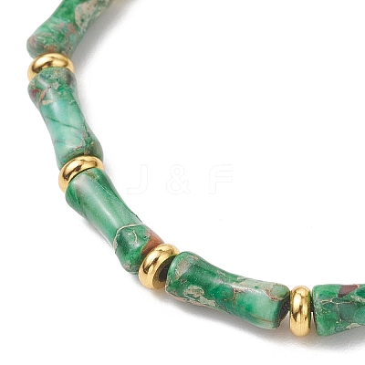 Natural Dyed Imperial Jasper & Brass Beads Braided Bead Bracelets BJEW-JB13418-02-1