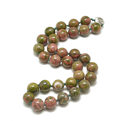Natural Unakite Beaded Necklaces NJEW-S405-01-1