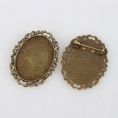 Vintage Alloy Brooch Cabochon Bezel Settings X-PALLOY-N0085-15AB-NF-1