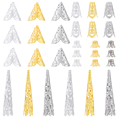 240Pcs 12 Styles Iron Bead Caps IFIN-YW0003-84-1