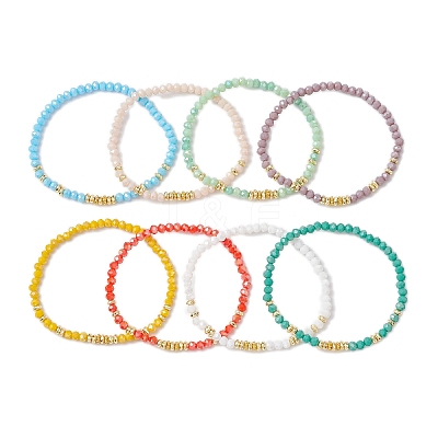 Electroplate Glass Beads Beaded Stretch Bracelets BJEW-JB10955-1