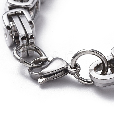 Tarnish Resistant Unisex 201 Stainless Steel Byzantine Chain Bracelets BJEW-L637-34D-P-1