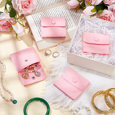 Microfiber Jewelry Flap Pouches ABAG-WH0032-121D-1