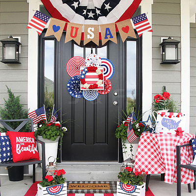1Pc Word USA Linen Hanging Banners Flags AJEW-SP0001-61-1