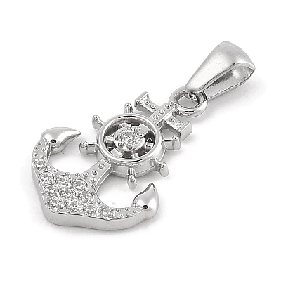 304 Stainless Steel Micro Pave Cubic Zirconia Pendants STAS-D112-03P-06-1