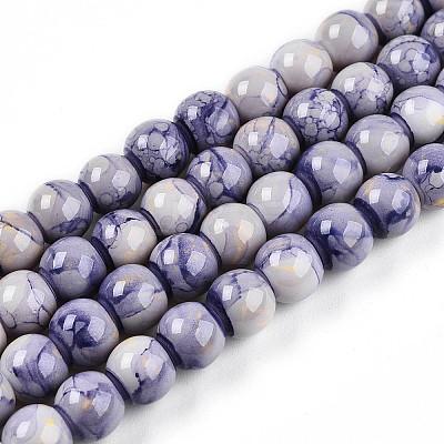 Baking Paint Glass Beads Strands X-DGLA-N003-8mm-C08-1