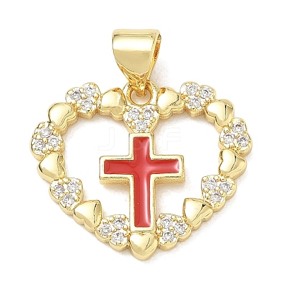 Religion Cross Brass Micro Pave Clear Cubic Zirconia Pendants CU-CBA83A6-03F-G-1