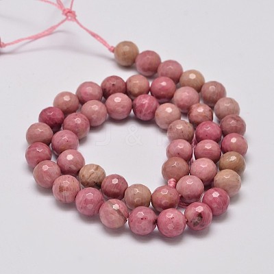 Faceted Natural Rhodonite Round Bead Strands G-M289-02-8mm-1