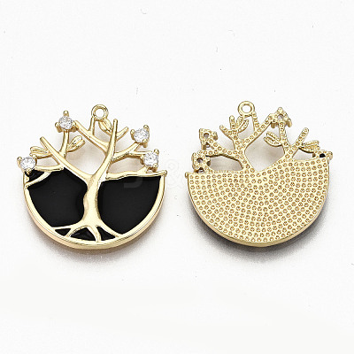 Brass Micro Pave Clear Cubic Zirconia Pendants KK-R117-002A-NF-1