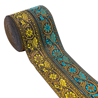 2Rolls 2 Colors Ethnic Style Embroidery Polyester Ribbons OCOR-GA0001-11-1