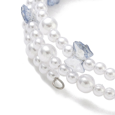 Glass & ABS Plastic Imitation Pearl Beaded Multi-srand Bracelets BJEW-JB12321-03-1