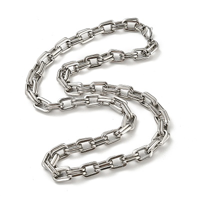 Non-Tarnish 201 Stainless Steel Boston Link Chain Necklace STAS-Z056-06P-1