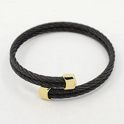 Trendy 304 Stainless Steel Torque Bangles BJEW-L102-01-1