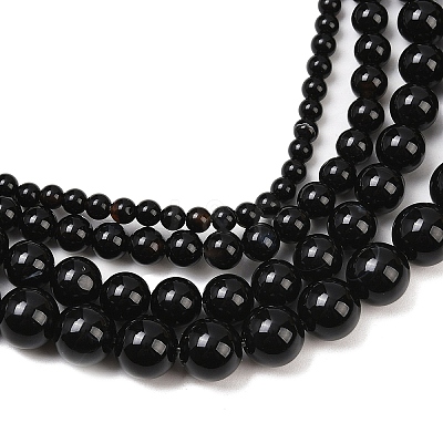 1 Strand Natural Black Onyx Beads Strands G-YW0002-57A-1