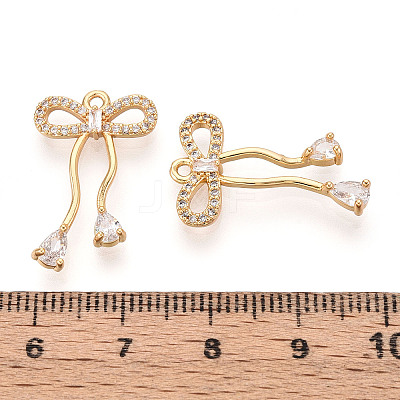 Brass Micro Pave Clear Cubic Zirconia Pendants KK-T078-08G-02-1