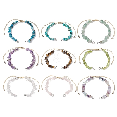 Natural Mixed Stone Chip Nylon Braided Beaded Bracelet Making AJEW-JB01296-1