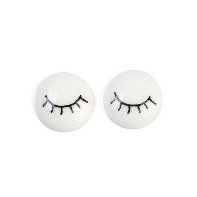 White and Black Flat Round Cartoon Resin Cabochons LS-CRES-Q009-01D-1
