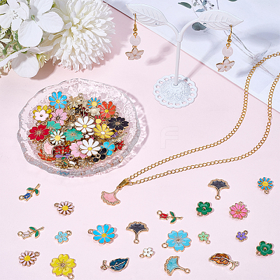 120Pcs 12 Styles Alloy Enamel Pendants ENAM-SC0007-16-1