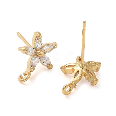 Brass Micro Pave Cubic Zirconia Studs Earring Findings KK-K364-03G-1