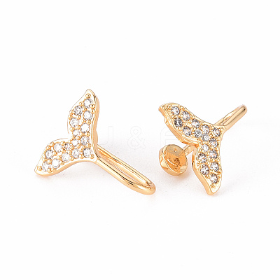 Brass Micro Pave Clear Cubic Zirconia Cuff Earrings EJEW-Q703-002-NF-1