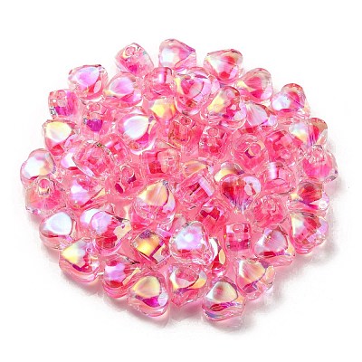 UV Plating Rainbow Iridescent Acrylic Beads OACR-F004-05D-1