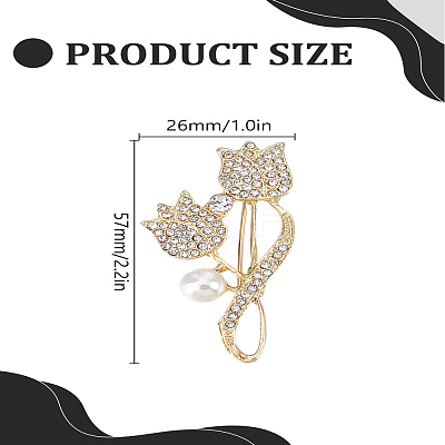 1Pc Tulipa Alloy Rhinestone Brooches JEWB-LP0004-18-1