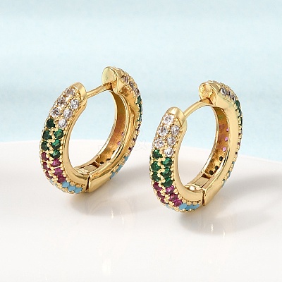 Brass Micro Pave Cubic Zirconia Hoop Earrings KK-CBA8324-24G-03-1