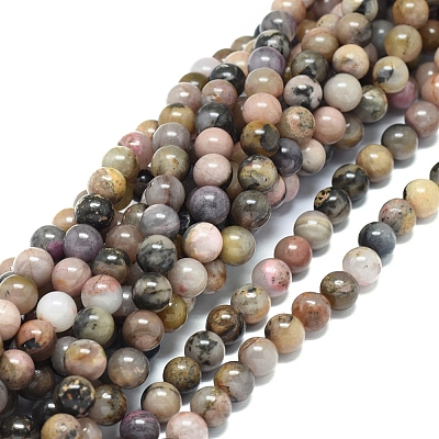 Natural Rhodonite Beads Strands X-G-G828-02-8mm-1