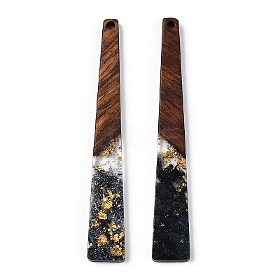 Transparent Resin & Walnut Wood Big Pendants RESI-N039-68C-1