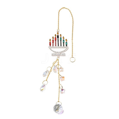 Candle Alloy Rhinestone & Glass Crystal Suncatchers HJEW-E013-06G-1