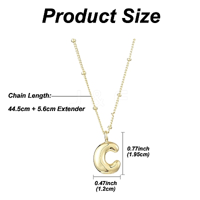 1Pc Initial Letter Brass Pendant Necklaces NJEW-YW0001-24C-1
