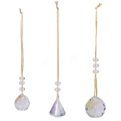 3Pcs 3 Styles Glass Suncatchers for Outdoor Garden Hanging Decoration HJEW-TADJ0001-01-1