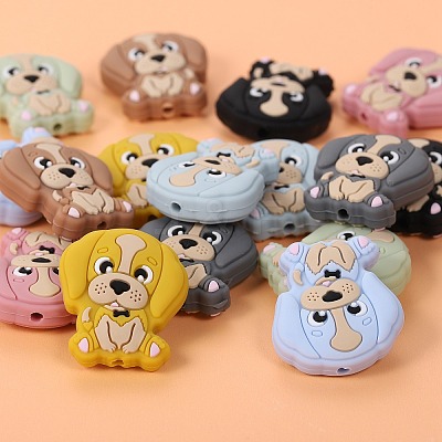 16Pcs 8 Colors Cartoon Animal Dog Silicone Beads JX707A-1