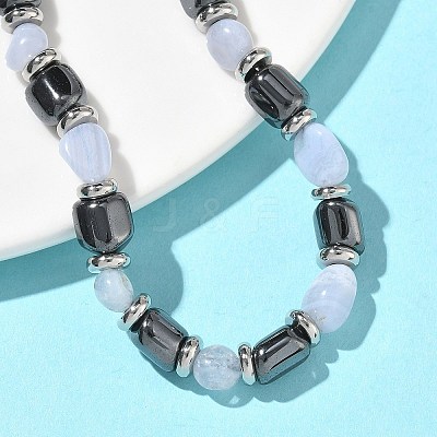 Natural  Chalcedony
 & Non-magnetic Synthetic Hematite Beaded Braided Bead Bracelets for Men Women BJEW-Z148-08P-03-1