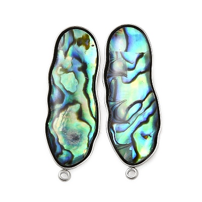 304 Stainless Steel Pave Natural Paua Shell Stud Earring Findings STAS-Z125-02P-1