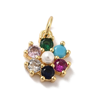 Rack Plating Brass Micro Pave Cubic Zirconia Charms KK-A160-22C-G-1