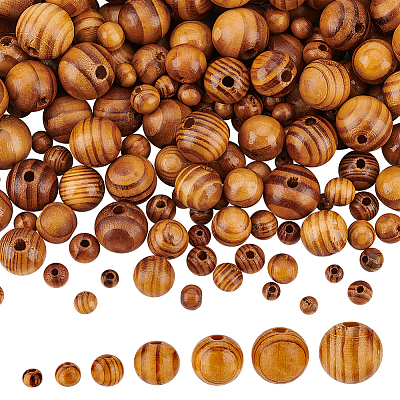700Pcs 7 Styles Round Natural Wood Beads WOOD-OC0003-67-1