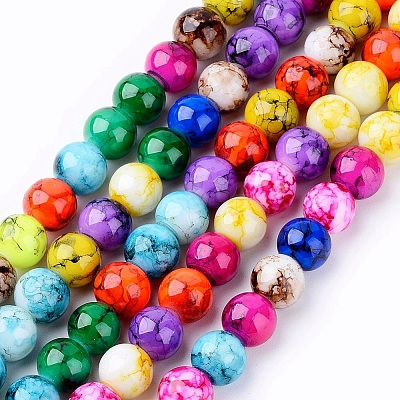 Spray Painted Glass Beads Strands DGLA-MSMC001-14-1
